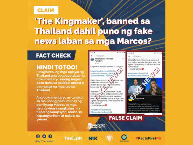 'The Kingmaker,' banned sa Thailand dahil puno ng fake news laban sa mga Marcos?