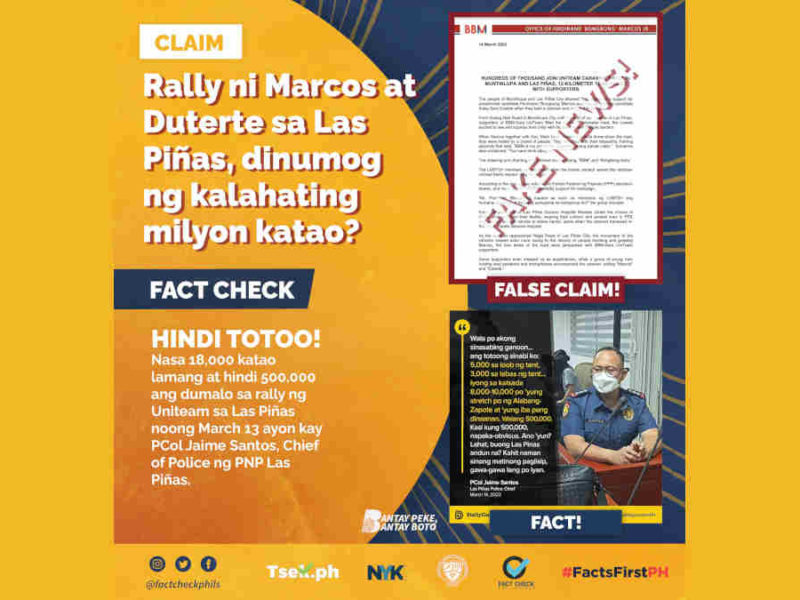 UniTeam rally sa Las Piñas, dinumog daw ng kalahating milyon katao?