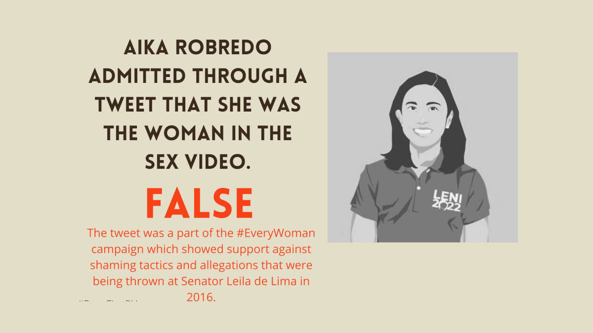 Fact check: Aika Robredo admitted through a tweet that she was the woman in  the sex video