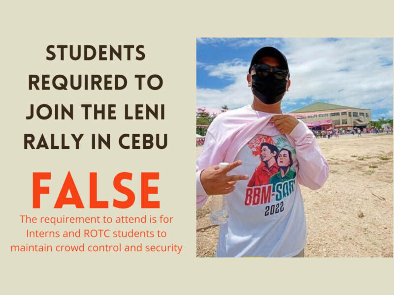 FACT CHECK: Students required to join the Leni Rally in Cebu
