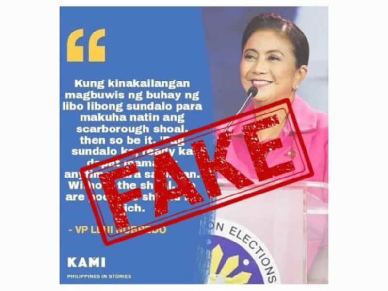 VP Robredo didn't say that Filipino soldiers sacrifice to Scarborough Shoal