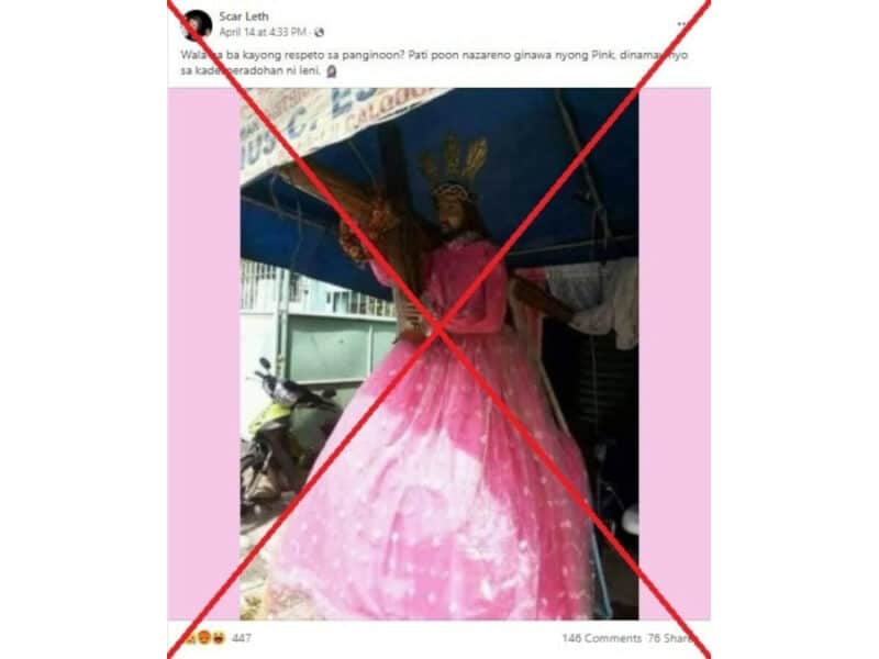 afp-photo-of-pink-clad-jesus-statue-is-unrelated-to-vp-robredo-presidential-campaign