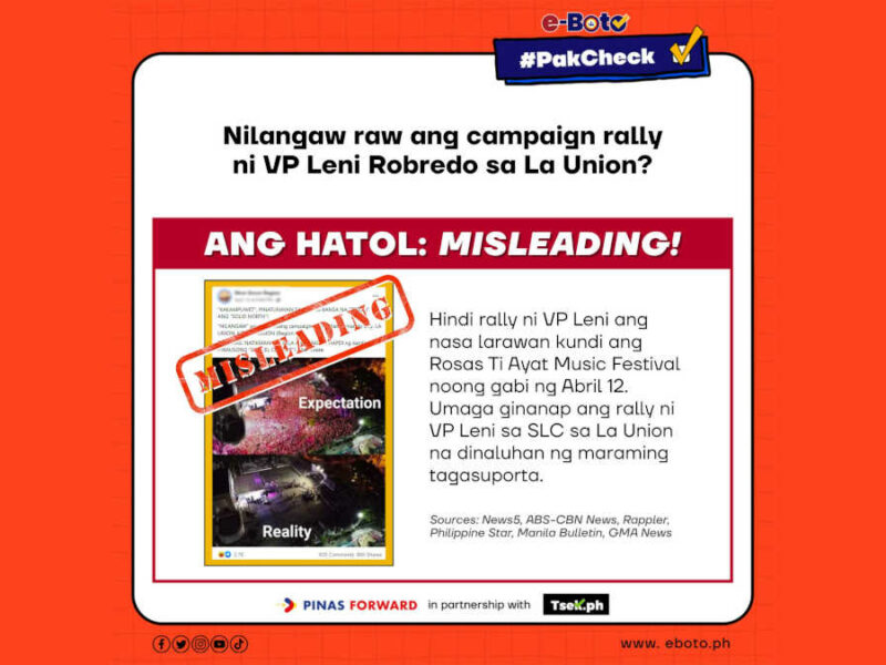 MISLEADING: Nilangaw raw ang campaign rally ni VP Leni Robredo sa La Union?