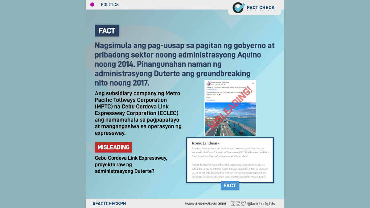 Cebu Cordova Link Expressway, proyekto raw ng administrasyong Duterte?