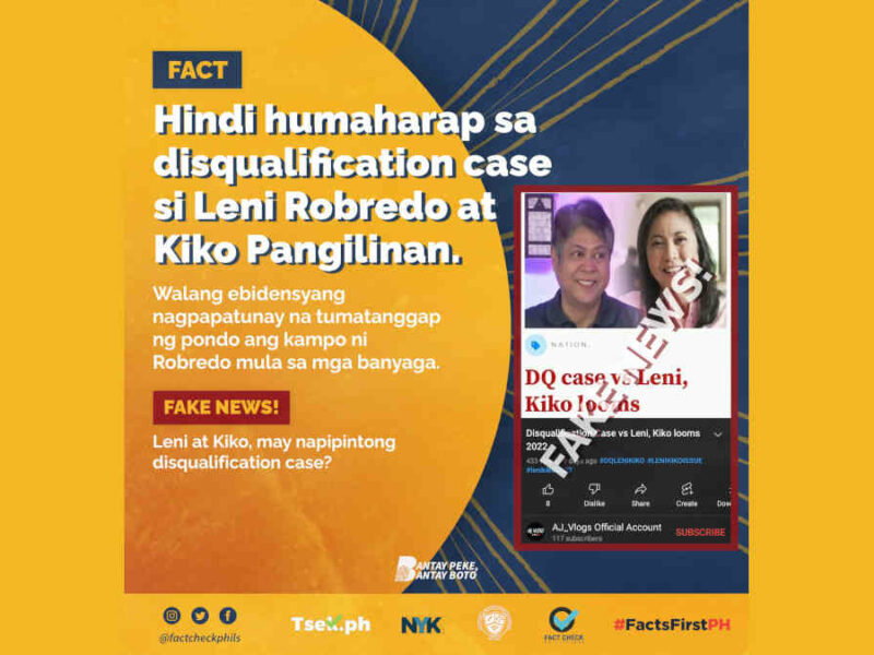 Leni Robredo at Kiko Pangilinan, posibleng maharap sa disqualification case?
