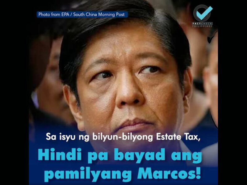 Marcos, nabayaran na ang estate tax