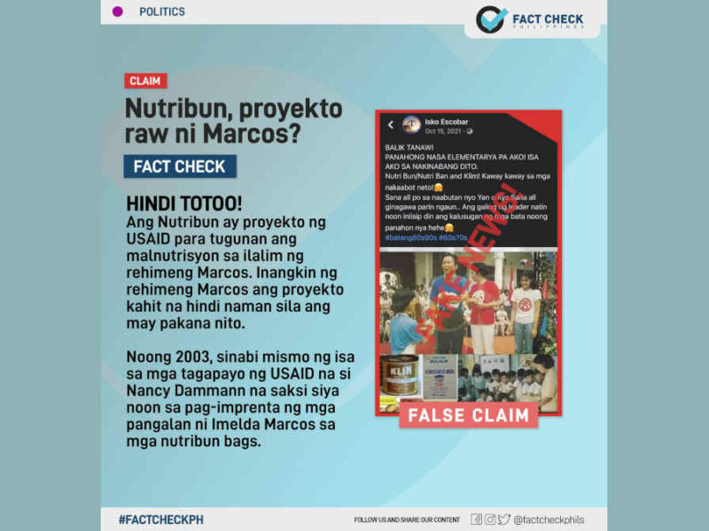 Nutribun, proyekto raw ni Marcos?