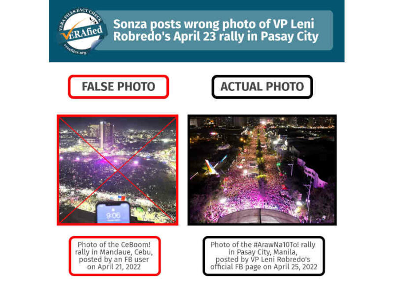 Jay Sonza posts wrong photo on Leni b-day Pasay rally