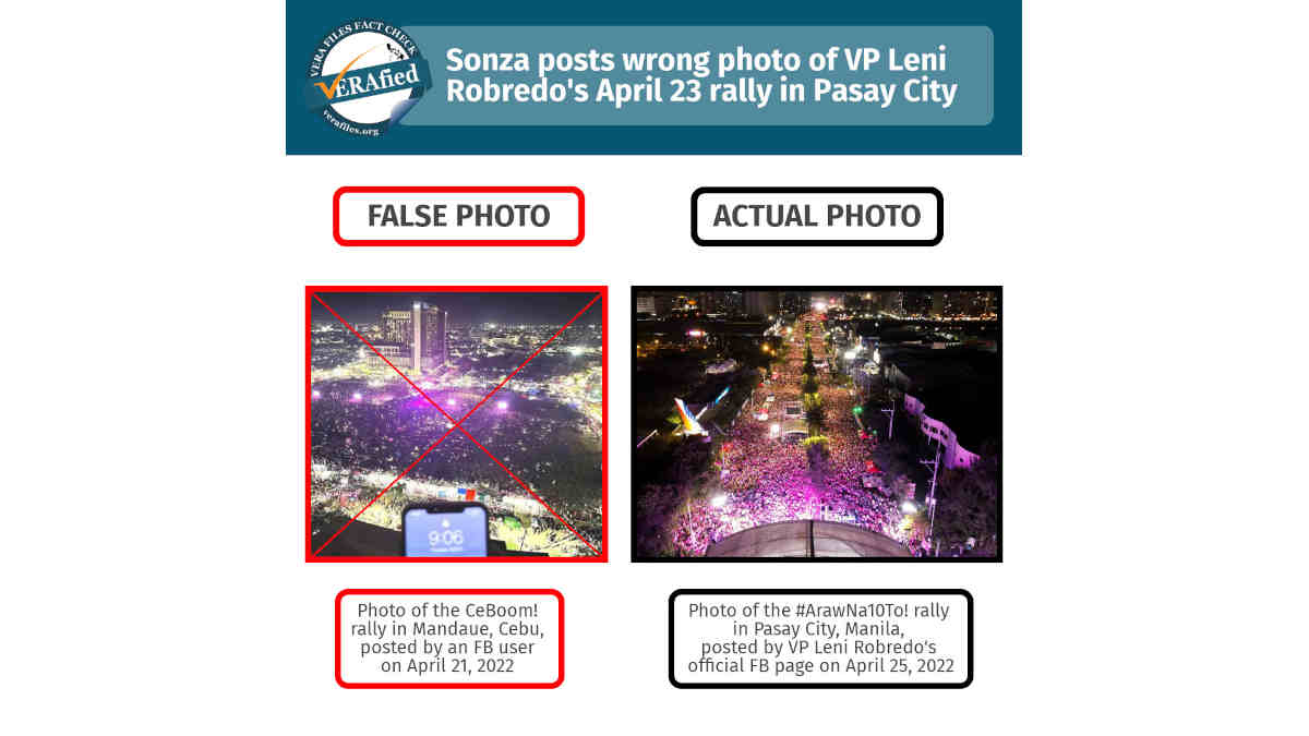 Jay Sonza posts wrong photo on Leni b-day Pasay rally