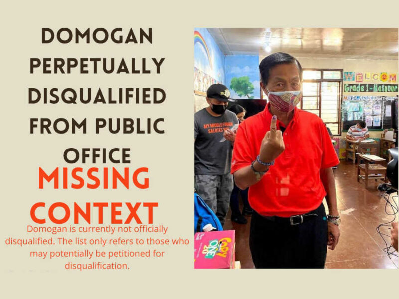 The Claim: Domogan perpetually disqualified from public office