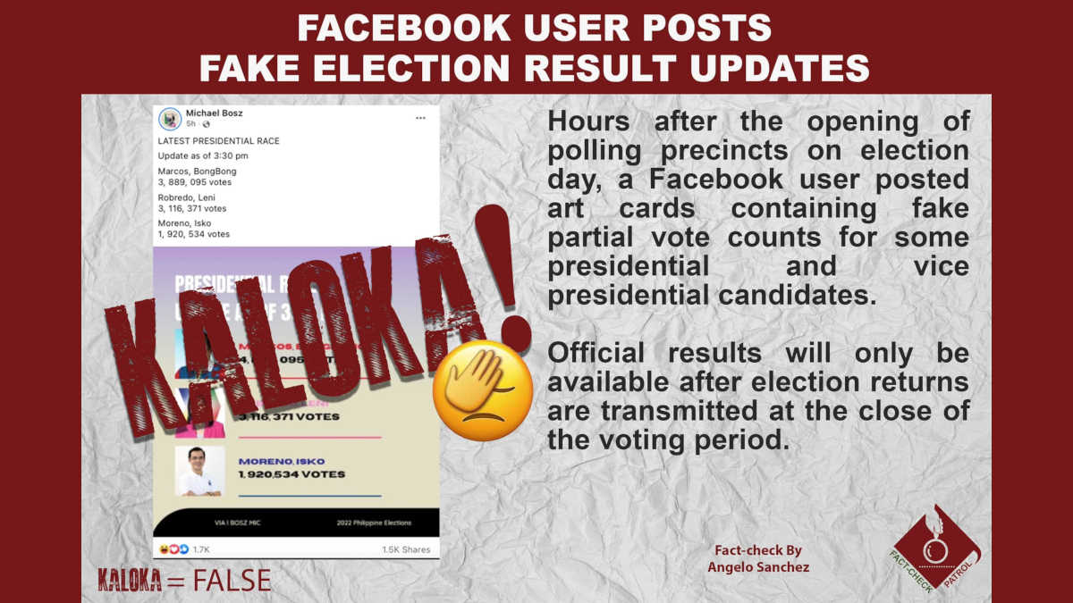 FACEBOOK USER POSTS FAKE ELECTION RESULT UPDATES