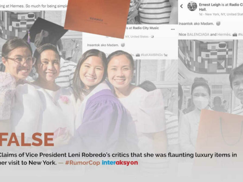 FALSE: Photos claiming Robredo is flaunting luxury items in New York