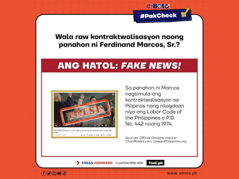 FALSE: Wala raw kontraktwalisasyon noong panahon ni Ferdinand Marcos Sr.?