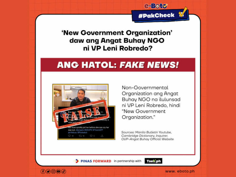 FALSE: ‘New Government Organization’ daw ang Angat Buhay NGO ni VP Leni Robredo?