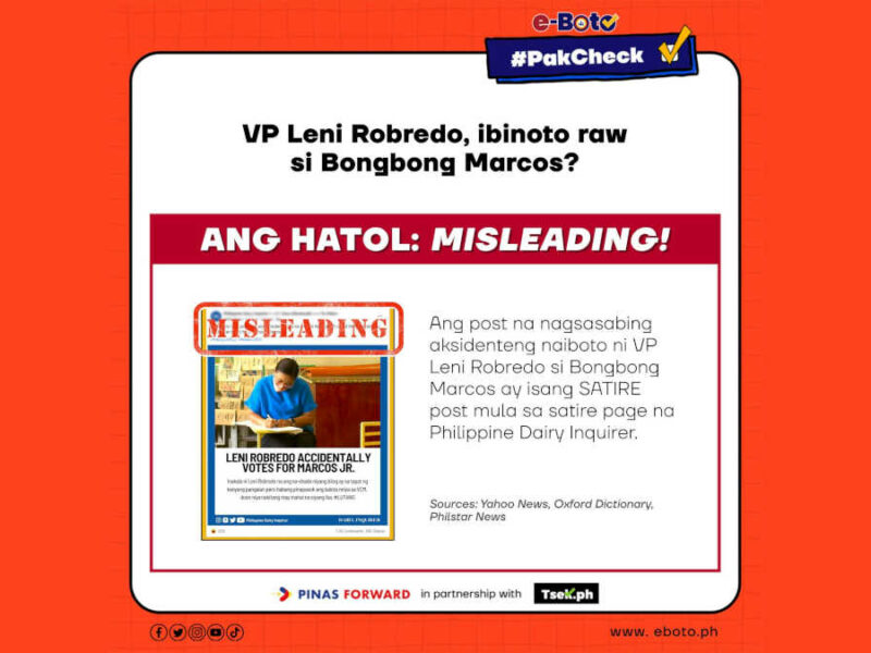 Misleading ang post na aksidenteng naiboto diumano ni VP Robredo ang katunggaling si Marcos Jr.