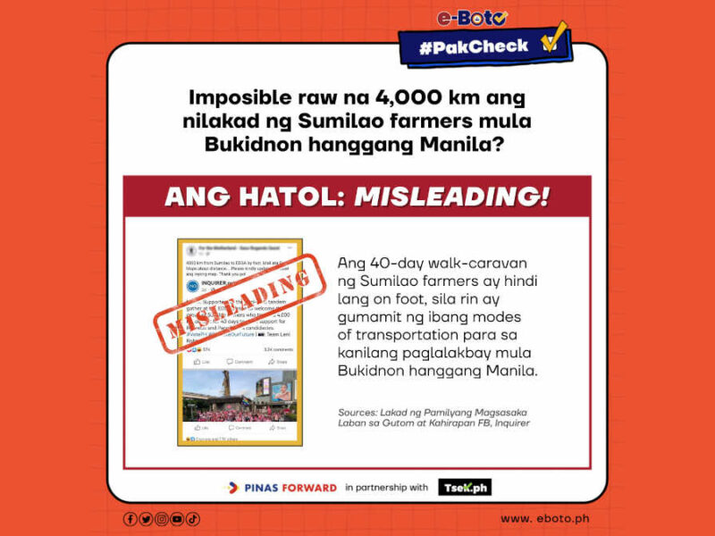 MISLEADING: Imposible raw na 4,000 km ang nilakad ng Sumilao farmers mula Bukidnon hanggang Manila?