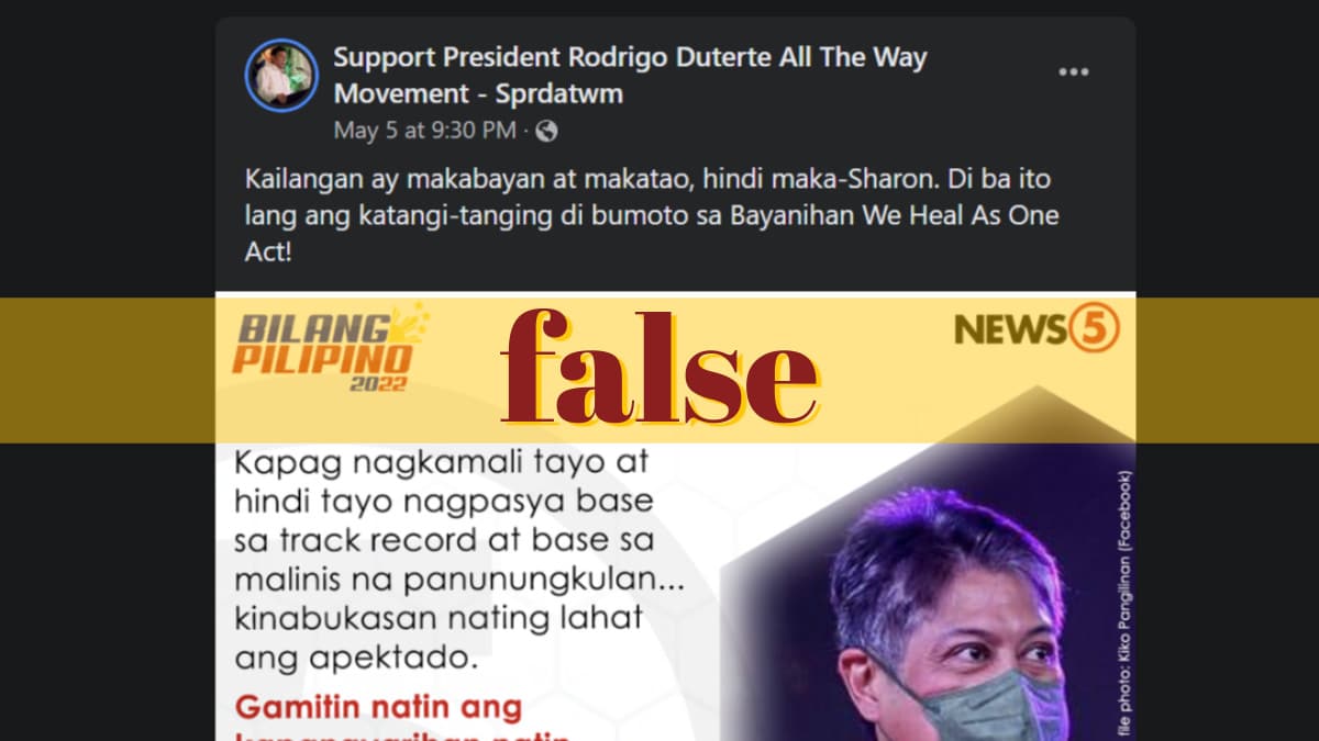 Pangilinan voted for bayanihan to heal as one act