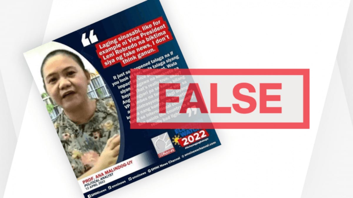 Political Analyst Falsely Claims VP Robredo Not A Victim Of Disinformation
