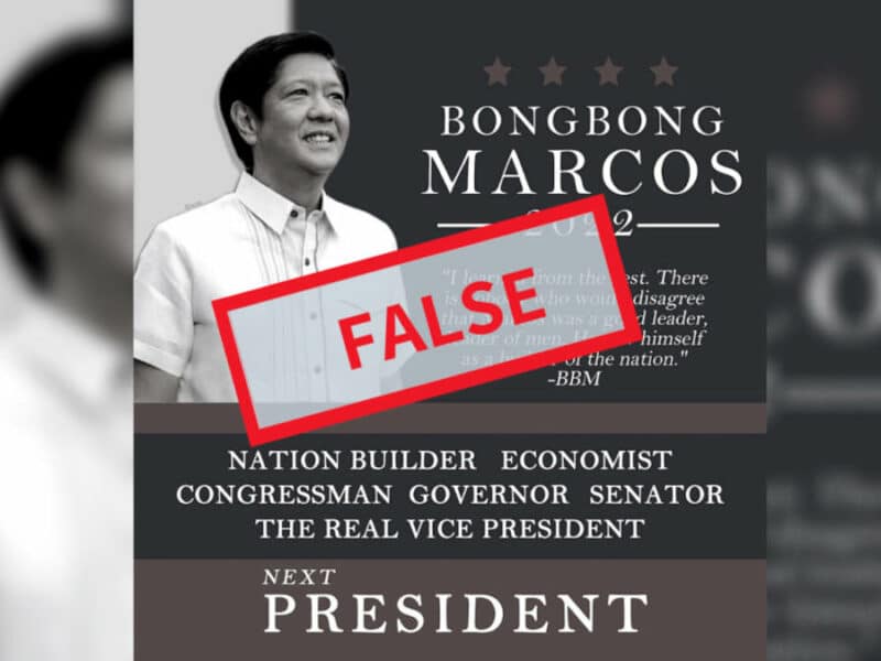 ‘BBM Youth Advocate’ page falsely claims Marcos Jr. is the ‘real vice president’