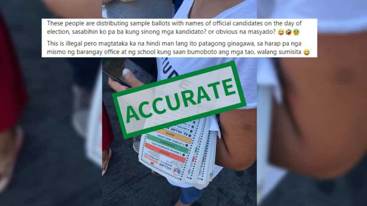 Distributing sample ballots on election day is illegal