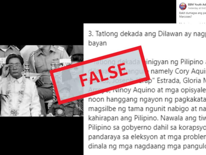 Pro-Marcos page recycles claim that ‘Yellows’ ruled PH for three decades