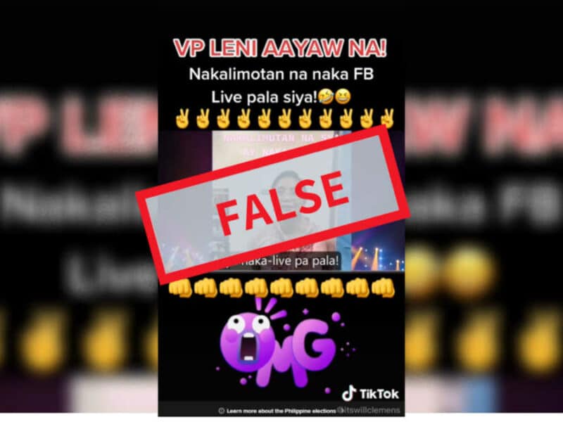 Pro-Marcos TikTok user falsely claims Robredo is ‘giving up’ on presidential race