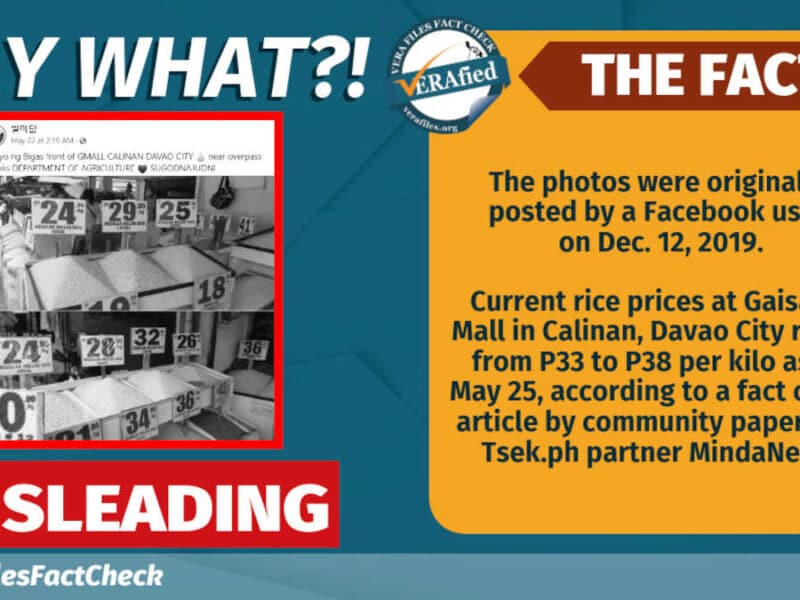 2019 photos of rice prices in Davao City MISLEAD