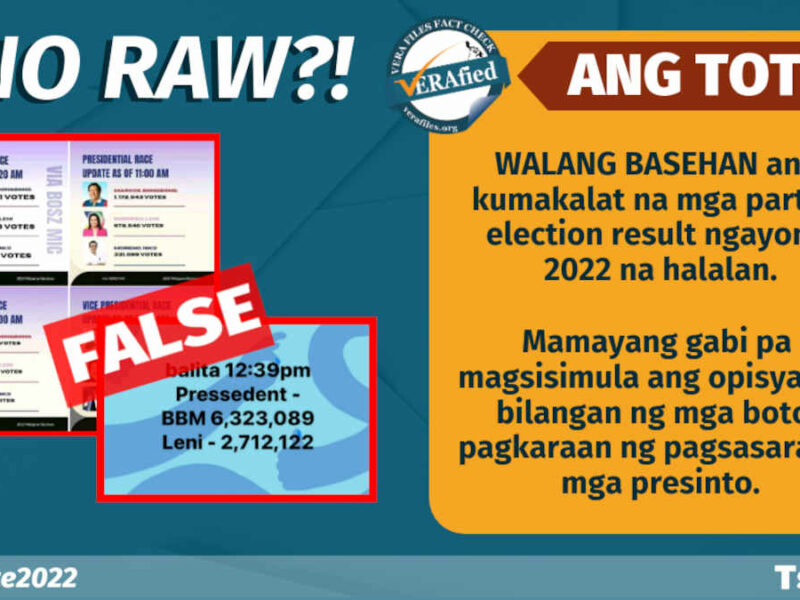 Bongbong Marcos, nangunguna raw sa partial results kahit wala pang bilangan
