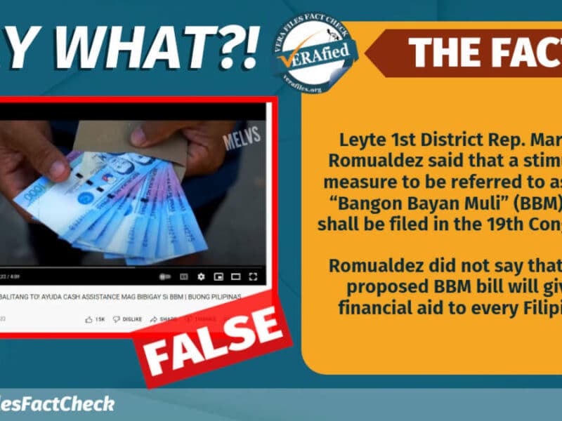 Cash assistance for all Filipinos under proposed BBM bill NOT TRUE