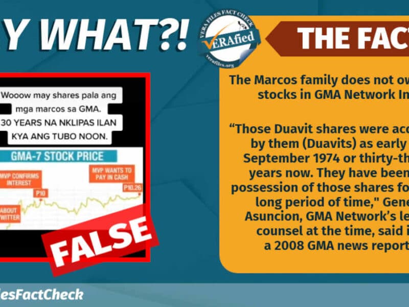 Marcoses DON’T own GMA stocks