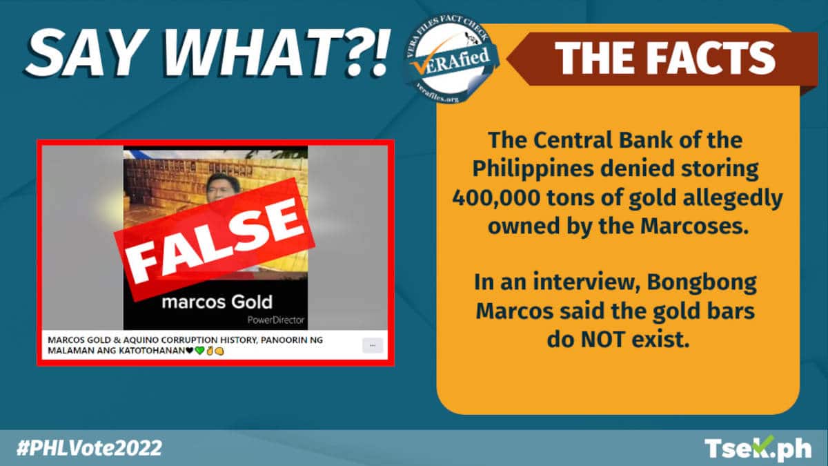 No tons of ‘Tallano gold’ allegedly owned by Marcoses in BSP storage