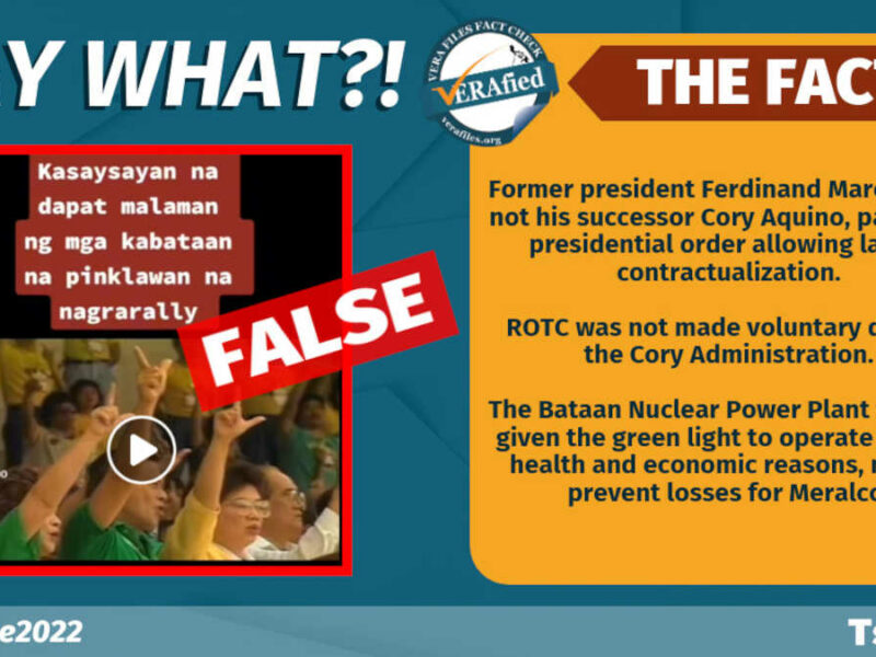 Video carries FALSE claims on policies during Cory Aquino’s admin