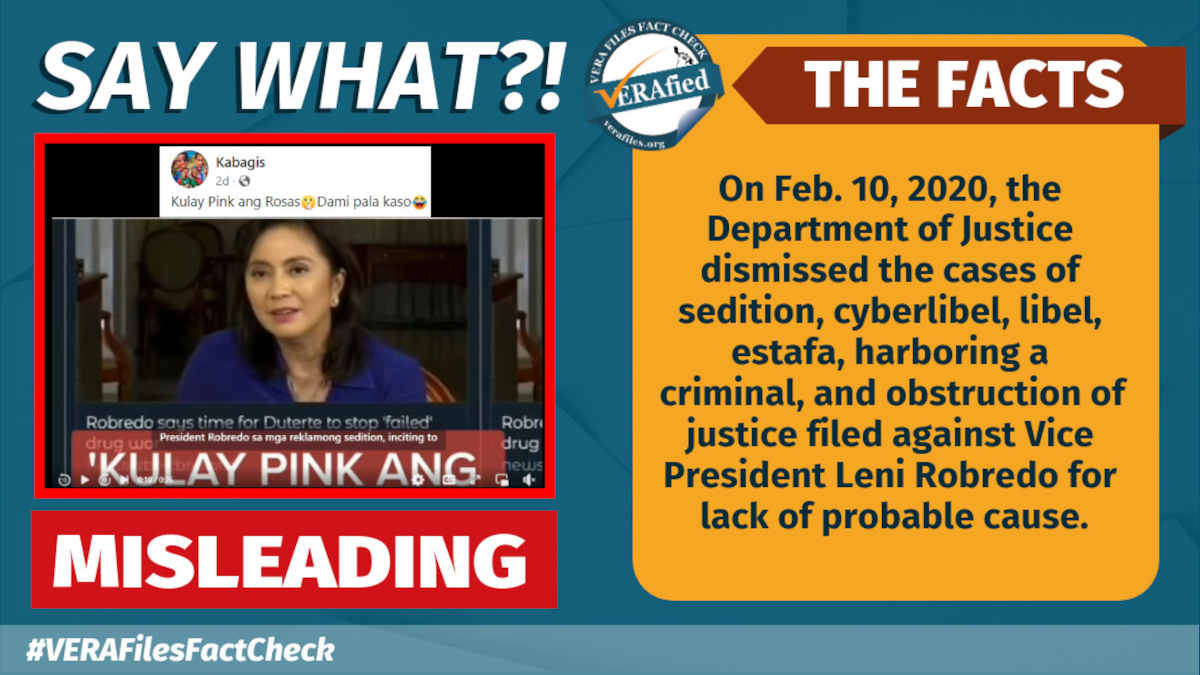 Video with MISLEADING claim on Robredo’s dismissed cases resurfaces