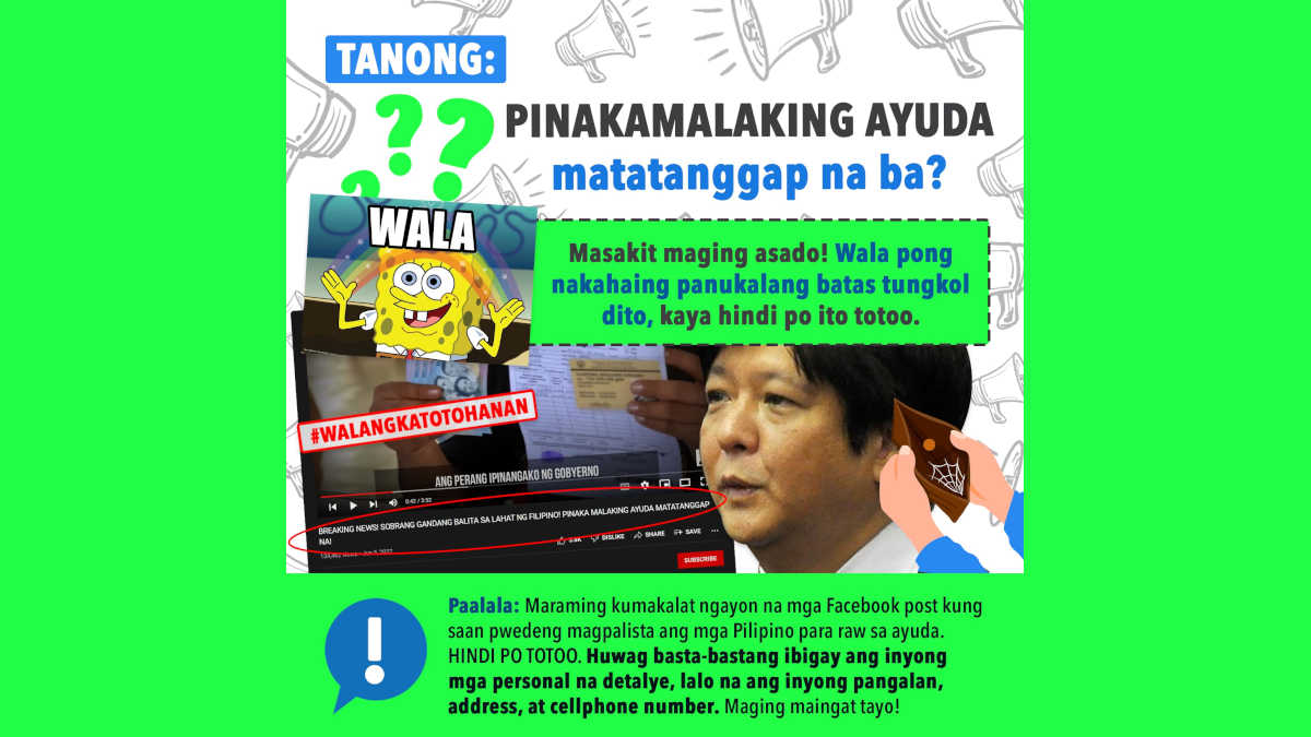 Go, go, go naman ang mga vlogger, gaya ni Boss Balita TV, na nagsasabing ipinasa na raw ang Bayan Bangon Muli (BBM) Bill at ang mga Pilipino raw ay makatatanggap ng one-time-big-time na ayudang P20,000!