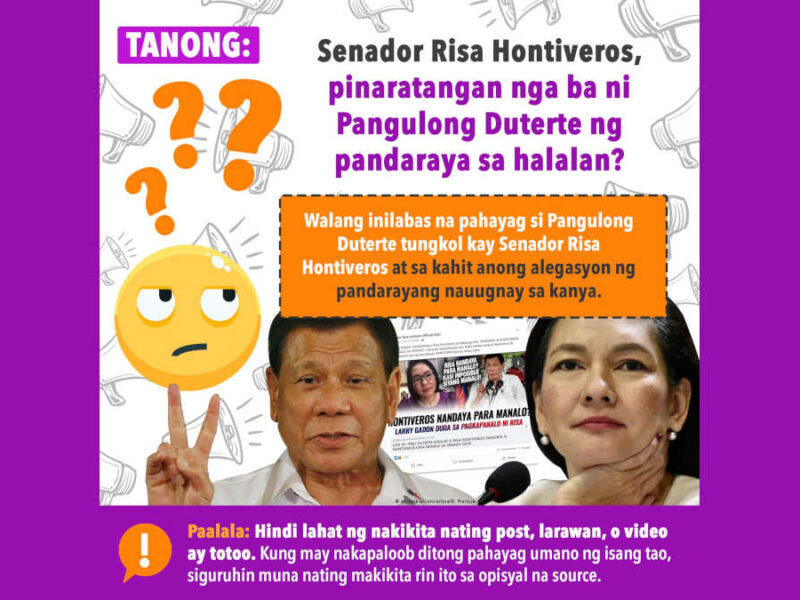 RISA HONTIVEROS, NANDAYA RAW SA HALALAN SABI NI PANGULONG DUTERTE?