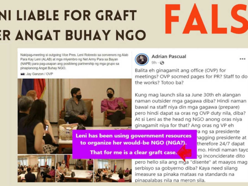 FACT CHECK: Leni liable for graft over Angat Buhay NGO