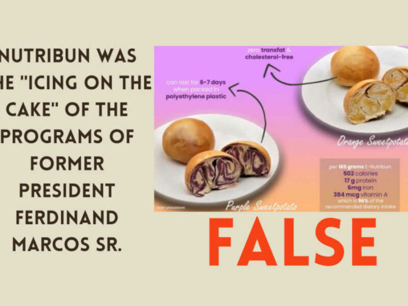 FACT CHECK: Nutribun was the “icing on the cake” of the programs of former President Ferdinand Marcos Sr.