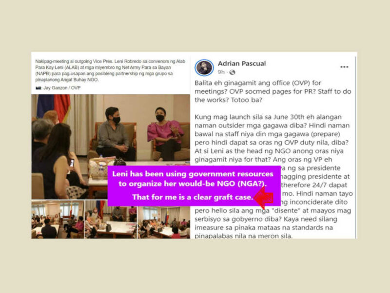 Kunkunada: Nakaaramid kano ti basol a panagkurakot ni Leni gapu iti Angat Buhay NGO