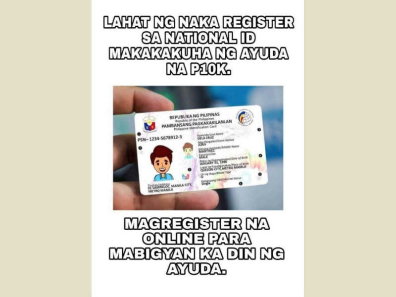 Ti kunkunada: Adda kano maited a P10,000 a kas insentibo kadagiti agparehistro para iti National ID