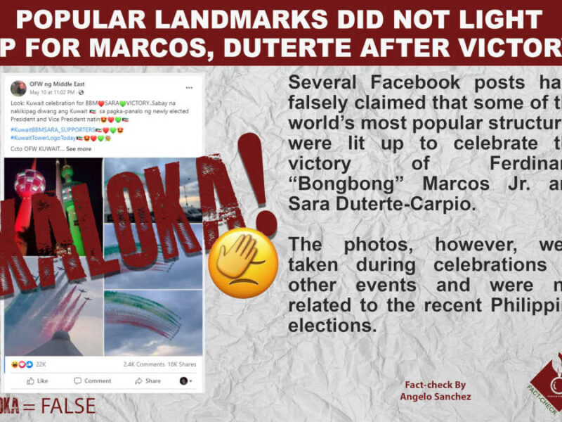 POPULAR LANDMARKS DID NOT LIGHT UP FOR MARCOS, DUTERTE AFTER VICTORY
