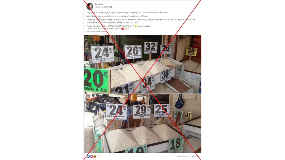 afp-facebook-posts-misrepresent-cost-of-rice-under-marcos-jr-in-philippine-city