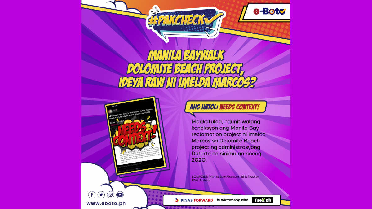 NEEDS CONTEXT: Manila Baywalk Dolomite Beach project, ideya raw ni Imelda Marcos?