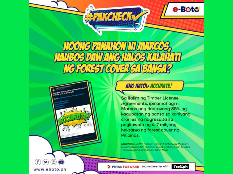 ACCURATE: Noong panahon ni Marcos, naubos daw ang halos kalahati ng forest cover sa bansa?