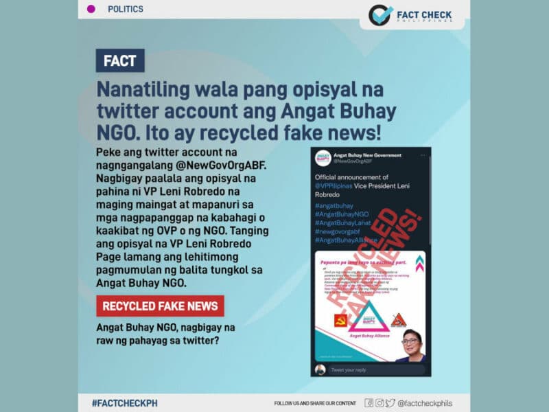 Angat Buhay NGO, nagbigay ng pahayag sa Twitter?