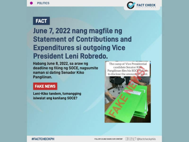 Leni-Kiko tandem, tumangging isiwalat ang kanilang SOCE?