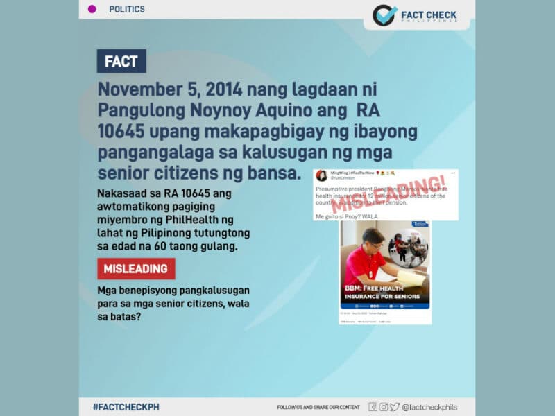 Mga benepisyong pagkalusugan para sa mga senior citizen, wala sa batas?