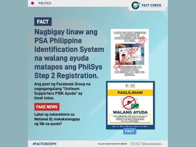 Mga nakarehistro para sa national ID, makakatanggap ng P10,000 na ayuda?