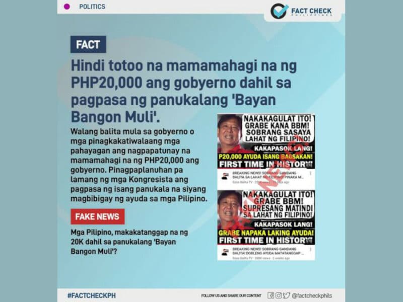 Mga Pilipino, makakatanggap na ng P20,000 dahil sa panukalang "Bayan Bangon Muli"?