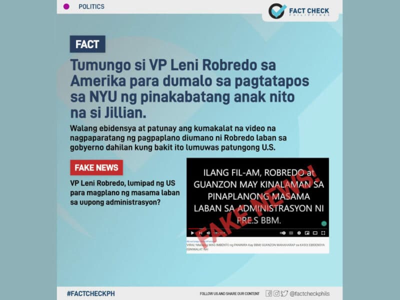 Leni Robredo, lumipad patungong U.S. para magplano laban sa uupong administrasyon?