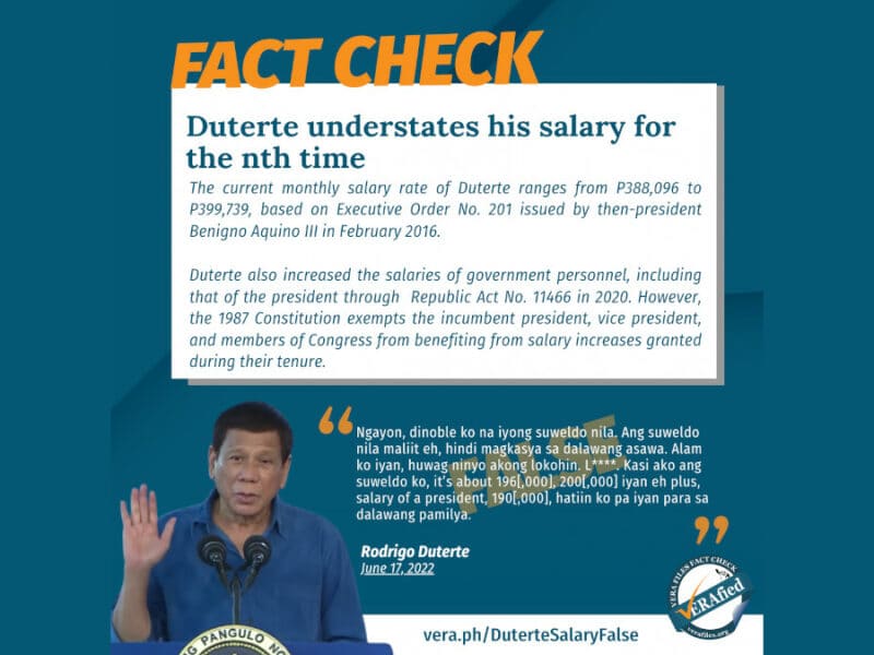 Duterte understates his salary for the nth time
